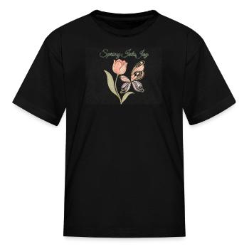 Spring Into Joy Tulip Butterfly - Kid's T-Shirt - black - Front