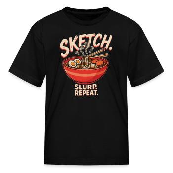 Ramen Lover Anime Artist Sketch - Kid's T-Shirt - black - Front