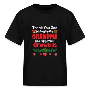 Blessing This Grandma With My Precious Grandkids - Kid's T-Shirt - black - Front