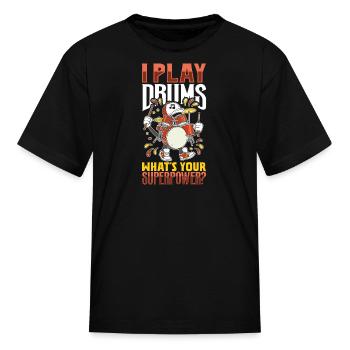 Drummer Drums Music Drum Set Drumming - Kid's T-Shirt - black - Front