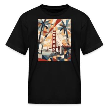 Golden Gate Bridge California T-Shirt, Golden Gate - Kid's T-Shirt - black - Front
