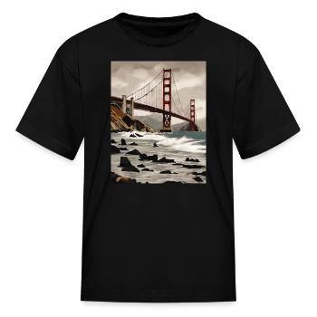 Golden Gate Bridge California T-Shirt, Golden Gate - Kid's T-Shirt - black - Front