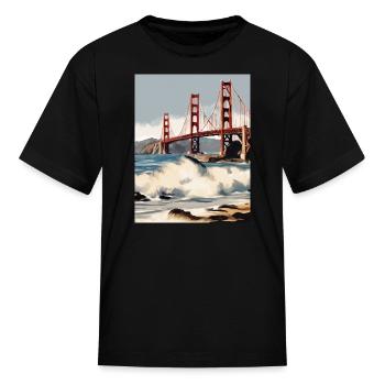 Golden Gate Bridge California T-Shirt, Golden Gate - Kid's T-Shirt - black - Front