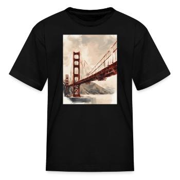 Golden Gate Bridge California T-Shirt, Golden Gate - Kid's T-Shirt - black - Front