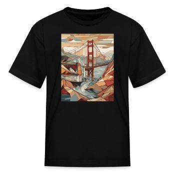Golden Gate Bridge California T-Shirt, Golden Gate - Kid's T-Shirt - black - Front