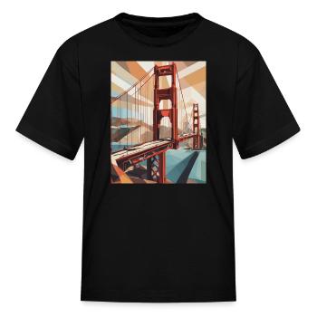 Golden Gate Bridge California T-Shirt, Golden Gate - Kid's T-Shirt - black - Front