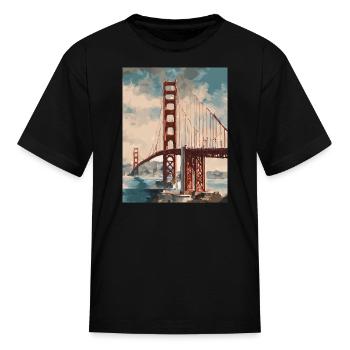 Golden Gate Bridge California T-Shirt, Golden Gate - Kid's T-Shirt - black - Front