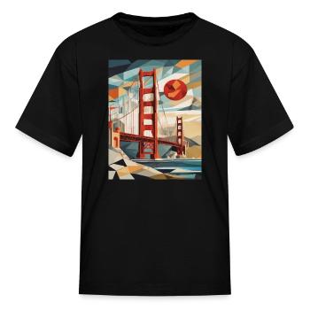 Golden Gate Bridge California T-Shirt, Golden Gate - Kid's T-Shirt - black - Front