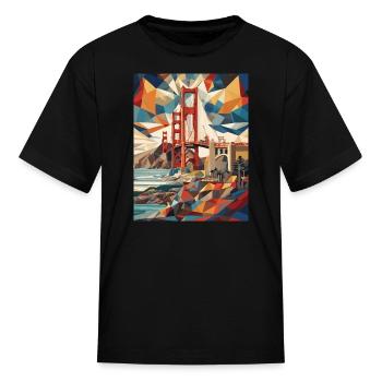 Golden Gate Bridge California T-Shirt, Golden Gate - Kid's T-Shirt - black - Front