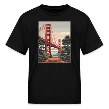 Golden Gate Bridge California Tshirt, Golden Gate - Kid's T-Shirt - black - Front