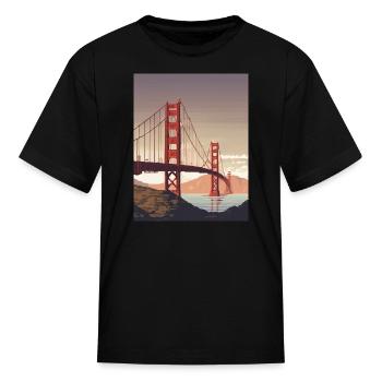 Golden Gate Bridge California T-Shirt, Golden Gate - Kid's T-Shirt - black - Front