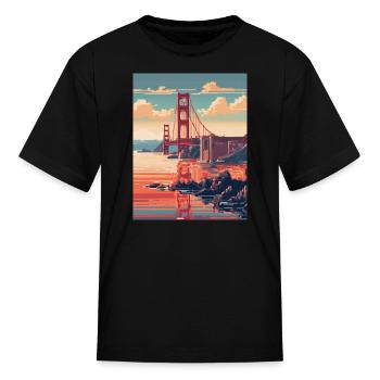 Golden Gate Bridge California T-Shirt, Golden Gate - Kid's T-Shirt - black - Front