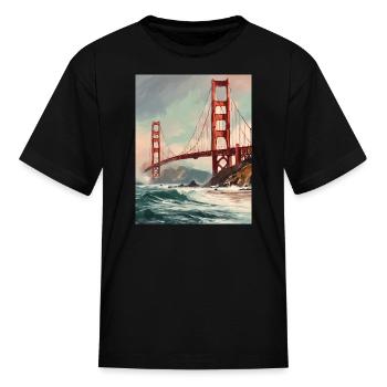 Golden Gate Bridge California T-Shirt, Golden Gate - Kid's T-Shirt - black - Front
