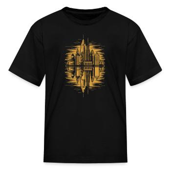 Golden Skyline Reflection - Kid's T-Shirt - black - Front