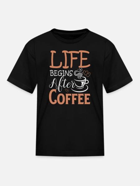 Life Begins After Coffee - Kid's T-Shirt - black