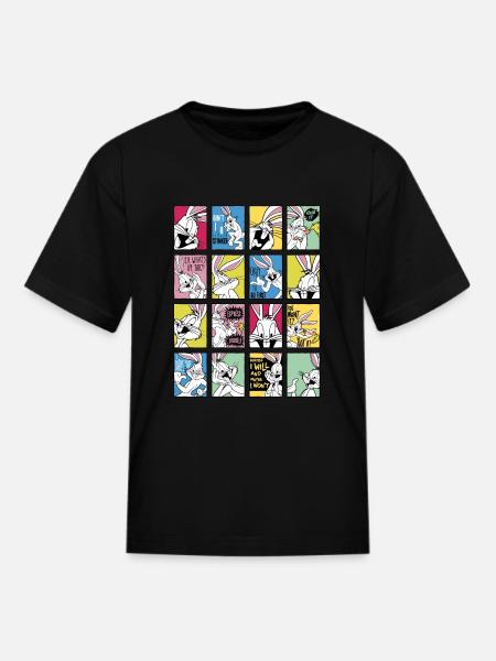 Looney Tunes Bugs Bunny Tiles - Kid's T-Shirt - black