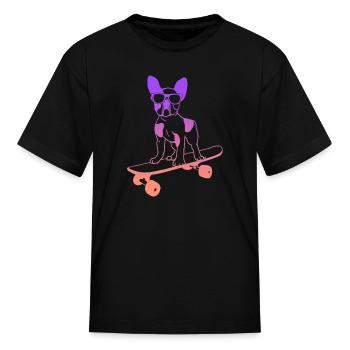 Skateboarding Dog Skateboard Skateboarder Skater - Kid's T-Shirt - black - Front