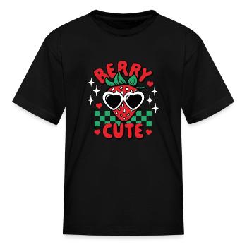Berry Cute Strawberry - Kid's T-Shirt - black - Front