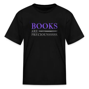 books are precious - Kid's T-Shirt - black - Front