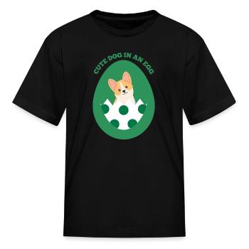 Dog in the egg Easter Egg Active - Kid's T-Shirt - black - Front