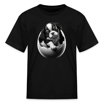 Dog in the Egg Dog In Egg - Kid's T-Shirt - black - Front