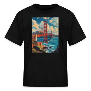 Golden Gate Bridge CA - Kid's T-Shirt - black - Front