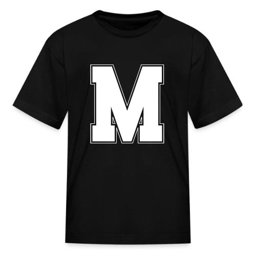 White Letter M – Varsity Alphabet Monogram - Kid's T-Shirt