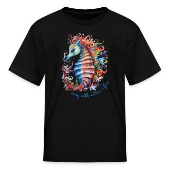 Seahorse: Sway with Nature's Flow - Kid's T-Shirt - black - Front
