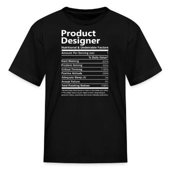 Product Designer T Shirt - Nutritional And Undenia - Kid's T-Shirt - black - Front