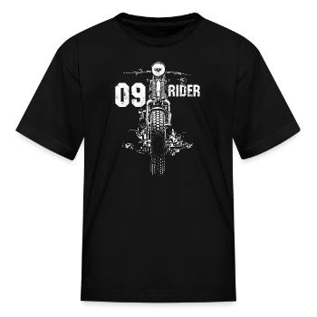09 Rider Vintage Motorcycle Illustration - Kid's T-Shirt - black - Front