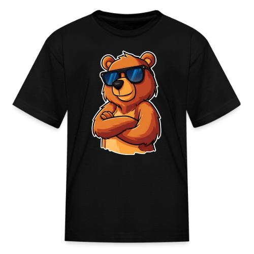 Cool Bear Sunglasses Cartoon Design - Kid's T-Shirt