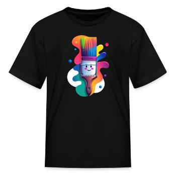Rainbow Brush Smile - Kid's T-Shirt - black - Front