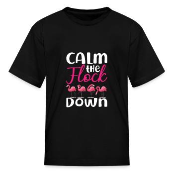 Pink Flamingos Wading Bird Calm Flock Down Flaming - Kid's T-Shirt - black - Front