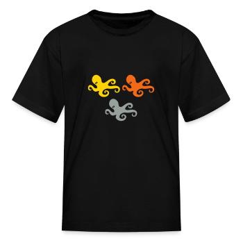 A Young Octopus - Kid's T-Shirt - black - Front