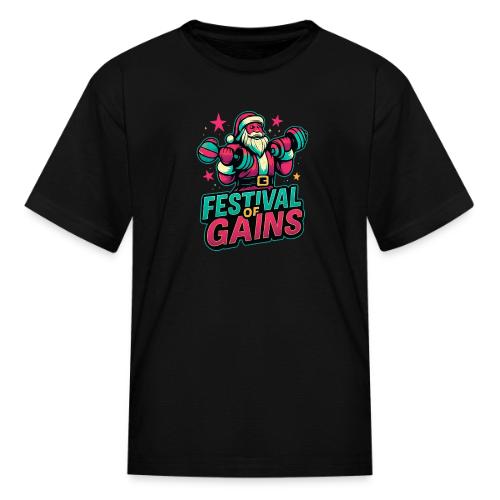 Festival of Gains Funny Gym Santa Christmas - Kid's T-Shirt
