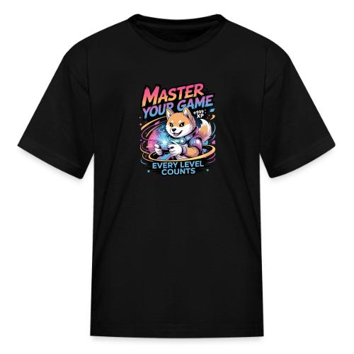 Cute Gamer Shiba Inu Level Up - Kid's T-Shirt