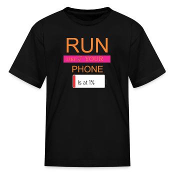 Phone run - Kid's T-Shirt - black - Front