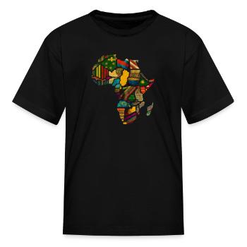 Africa Map - Kente Cloth Map - Kid's T-Shirt - black - Front