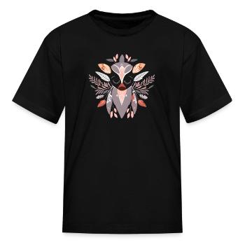 Tribal Boho Style Animal Mammal Design - Kid's T-Shirt - black - Front