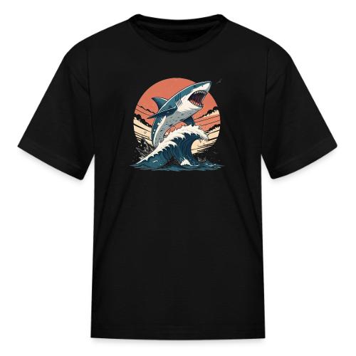 Fierce Shark Breaking Through Waves - Kid's T-Shirt