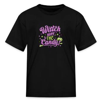 Witch Way to the Candy: Magical Quest! - Kid's T-Shirt - black - Front