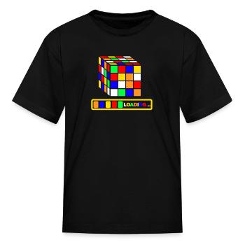 Loading 4x4 Block Cube - Kid's T-Shirt - black - Front