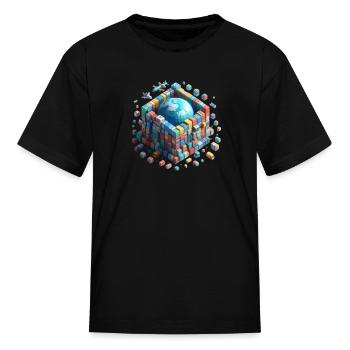 Global Cargo Cube - Kid's T-Shirt - black - Front