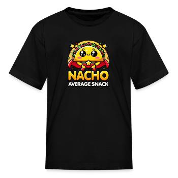 Kawaii Chibi Super Nacho Average Snack Funny Food - Kid's T-Shirt - black - Front