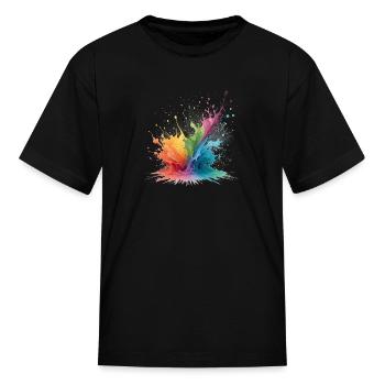 Rainbow Color Explosion Paint - Kid's T-Shirt - black - Front