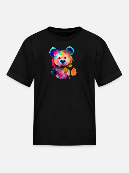 Vivid colors bear painting - Kid's T-Shirt - black