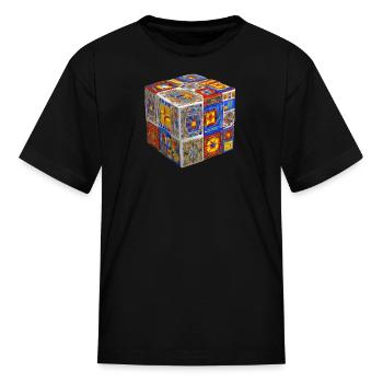 Romanian cube folk art - Kid's T-Shirt - black - Front