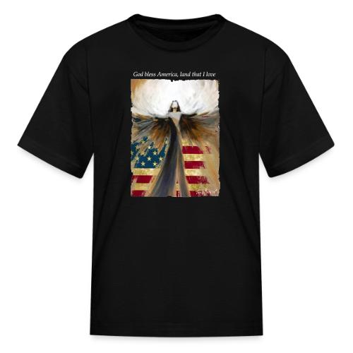 God bless America Angel_Strong color_white type - Kid's T-Shirt