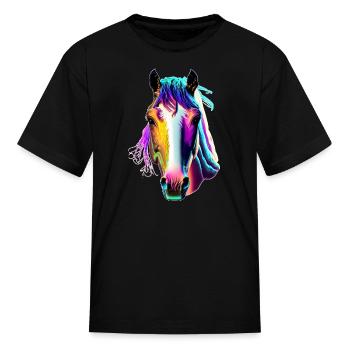 Neon Horse - Kid's T-Shirt - black - Front