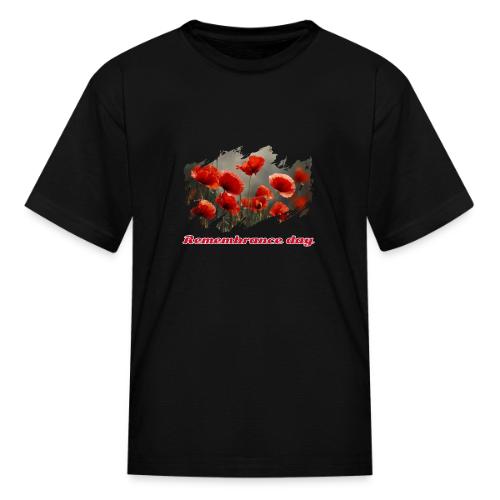 Remembrance Day with poppies - Kid's T-Shirt